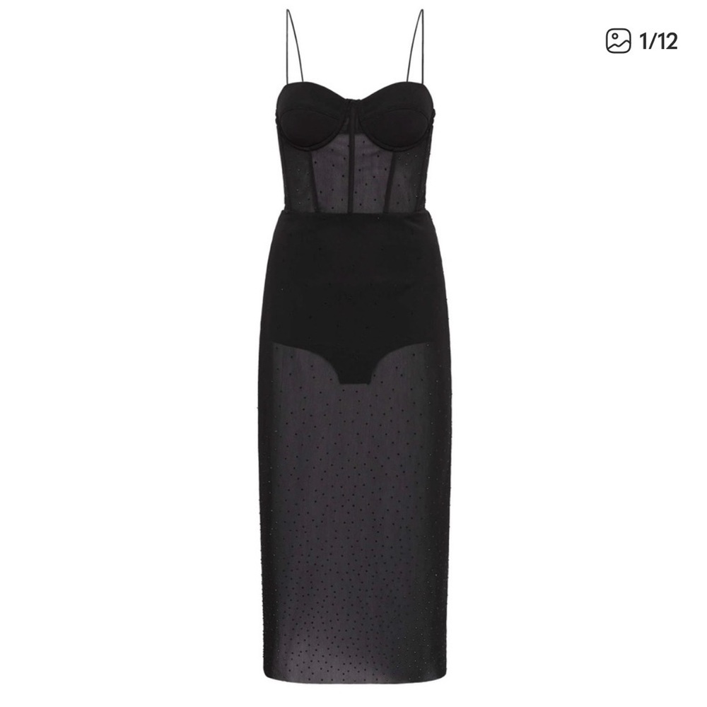 Rebecca Vallance Black Sheer Midi Dress